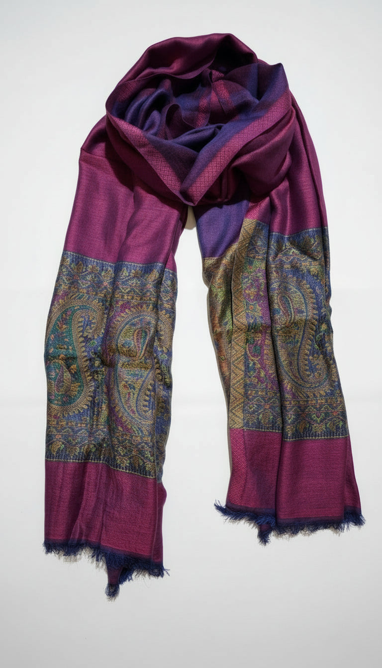 Purple & Gold Iridescent Decorative Hand-Loomed Pashmina
