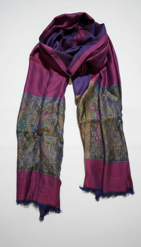 Purple & Gold Iridescent Decorative Hand-Loomed Pashmina