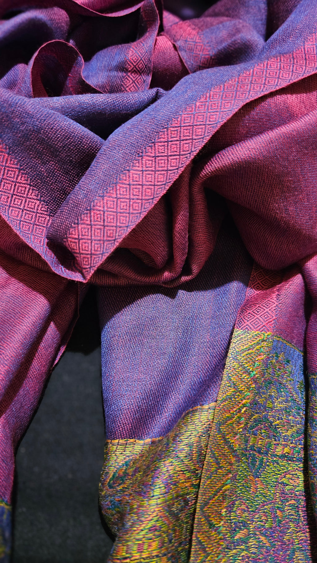 Purple & Gold Iridescent Decorative Hand-Loomed Pashmina