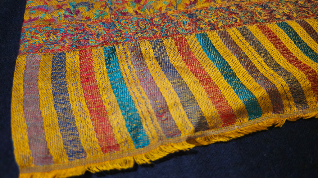 Multicoloured Decorative Hand-Loomed Pashmina