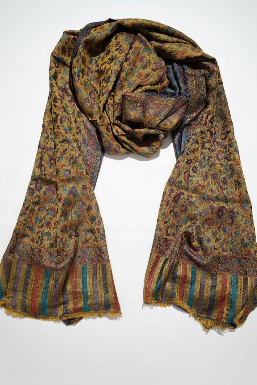 Multicoloured Decorative Hand-Loomed Pashmina