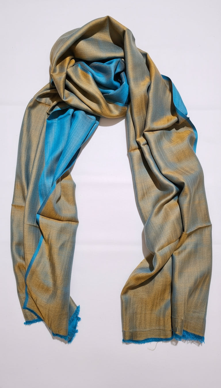 Gold & Azure Two-Tone Pashmina