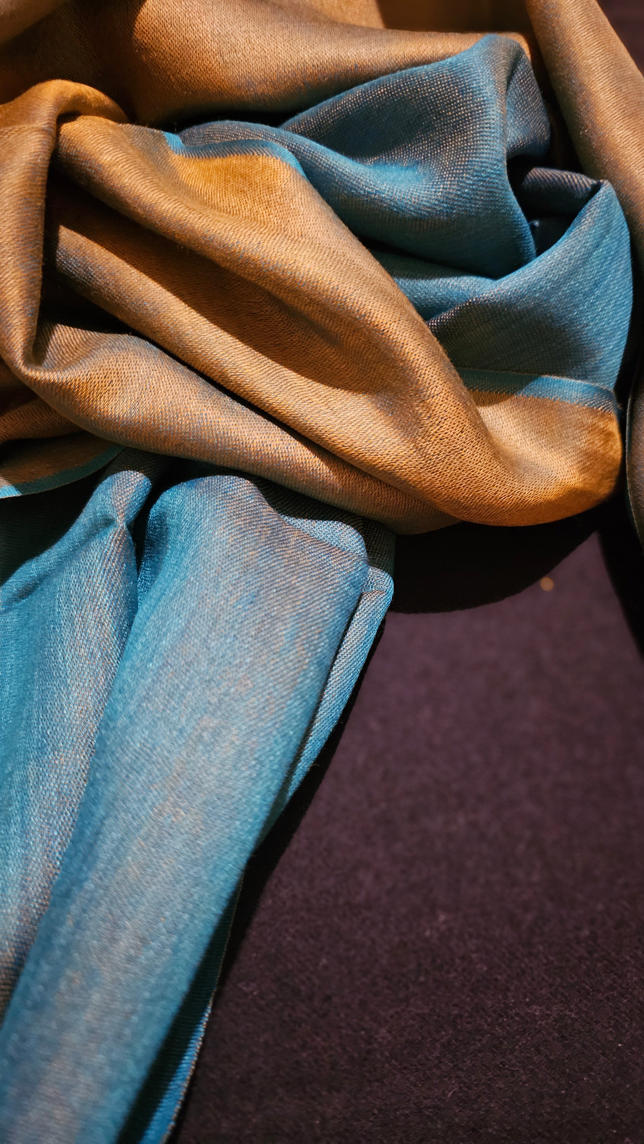 Gold & Azure Two-Tone Pashmina