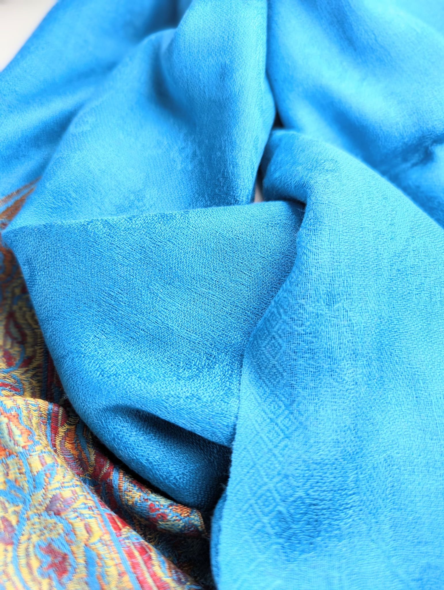 Azure Decorative Hand-Loomed Pashmina