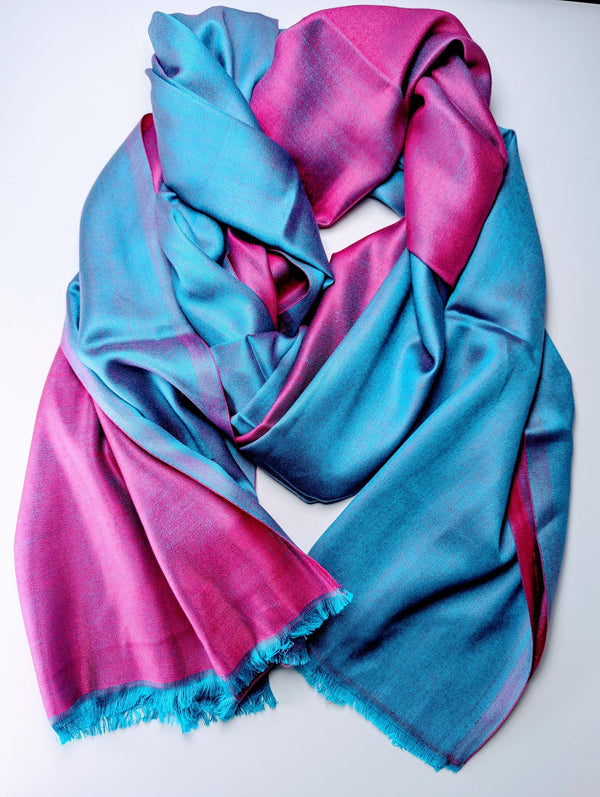 Azure & Fuchsia Two-Tone Pashmina